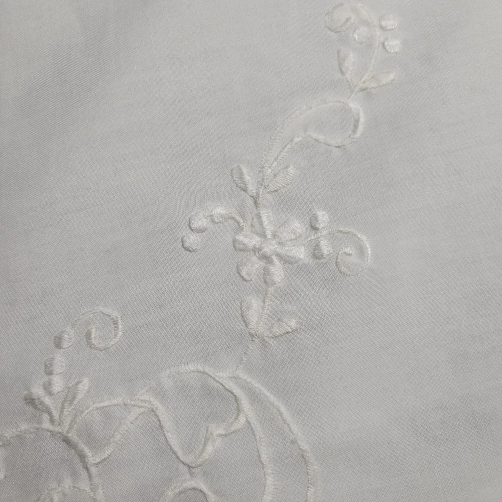 White Embroidered Standard‎ Pillowcase Vintage Floral Cottagecore